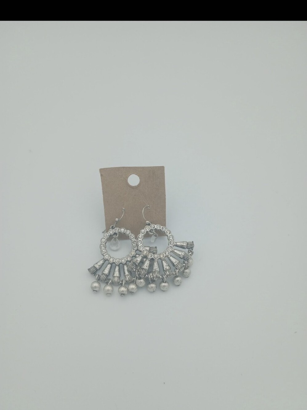 Avin Silver Rhinestone Fringe Hoop Earrings - Women Jewelry